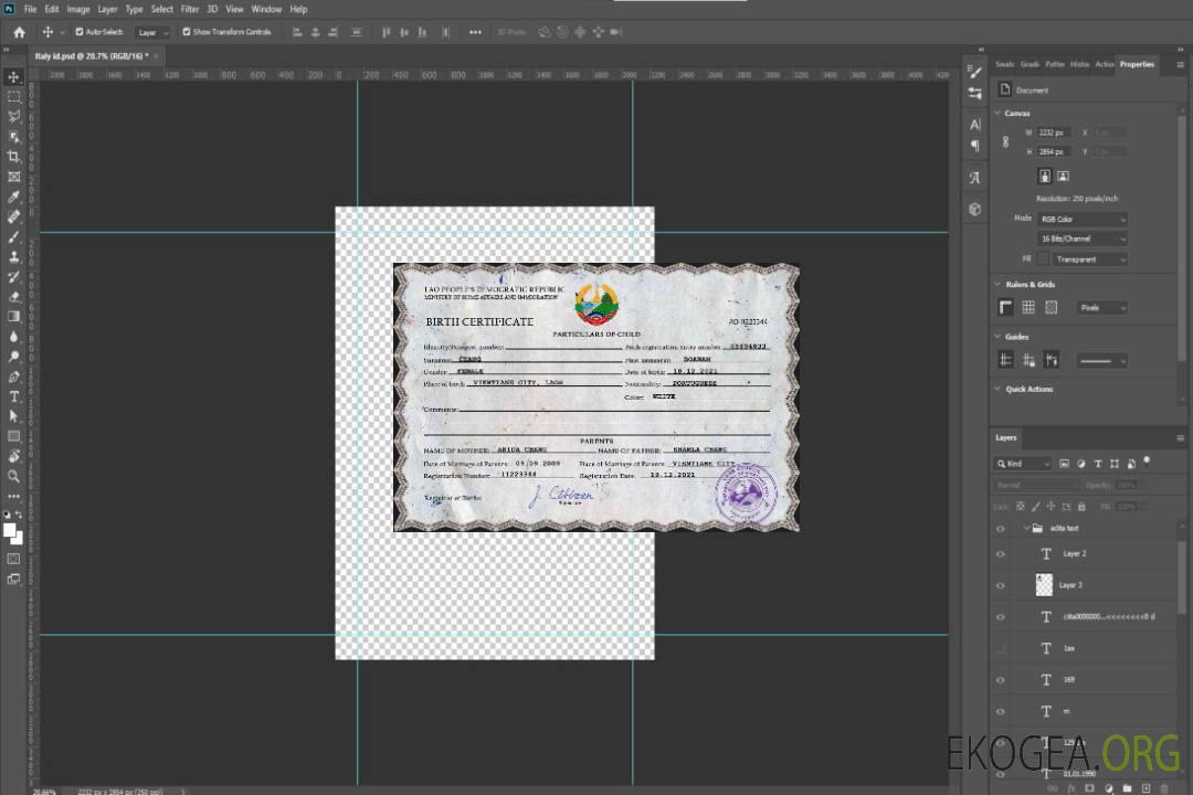 Modèle PSD d'acte de naissance au Laos template Modèle PSD d'acte de naissance au Laos template